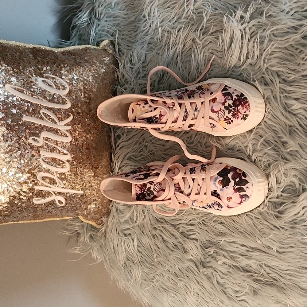 Women's cute floral high top Sneakers